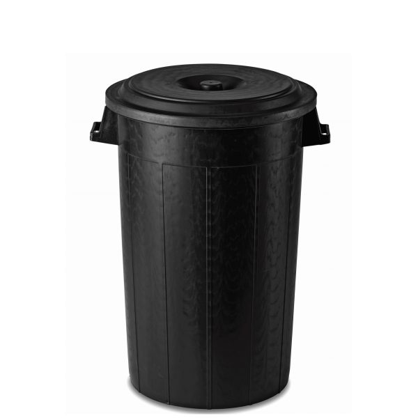 Κάδος πλαστικός μαύρος με καπάκι ΙΤΑΛΙΑΣ Ø53x67hcm 100lit.ΚΩΔ.2645
