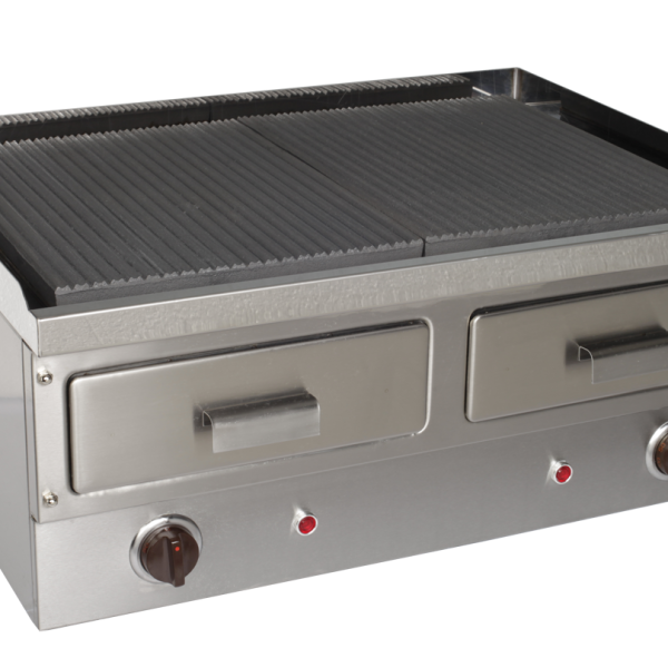 Ηλεκτρικό Πλατώ Ψησίματος διπλο 230V /2x3200W η 400V /2x3200W  με ραβδωτη η λεια επιφανεια η λεια/ραβδωτη επιφανεια GP00350 ΚΩΔ.2807