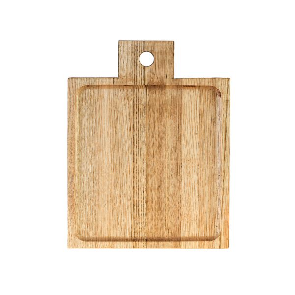 Χειροποίητο Ξύλινο πιάτο καστανιάς 20x20cm-25x25cm σκαμμένο με χερούλι 020167 ΚΩΔ.2900