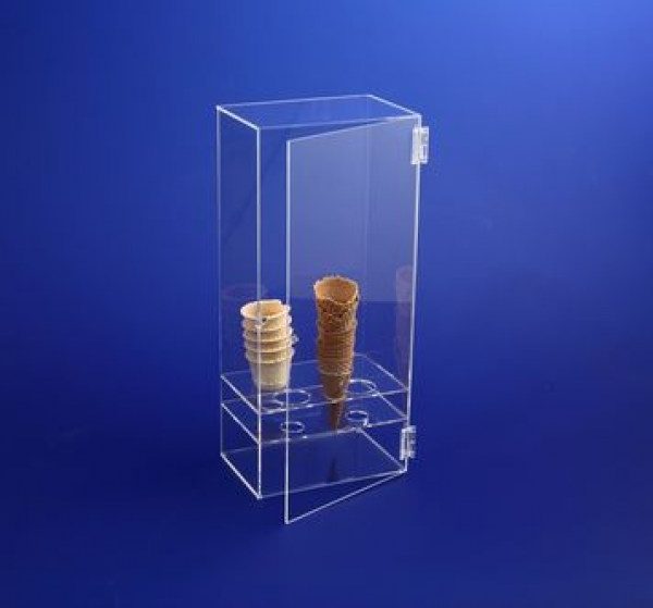 Βιτρίνα για χωνάκια από Plexiglass διαφανές τεσσάρων θέσεων &  έξι θέσεων με πορτάκι.18-113 ΚΩΔ.3266