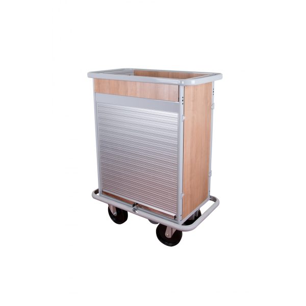 Τρόλεϊ τροφοδοσίας mini bar με 3 ρυθμιζόμενα ράφια και ρολό με κλειδαριά.Κωδ.3423