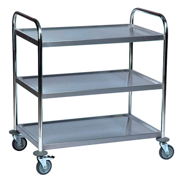 Τρόλεϊ σερβιρίσματος INOX με φρένα στις ρόδες 95x50x95hcm Κωδ.2542